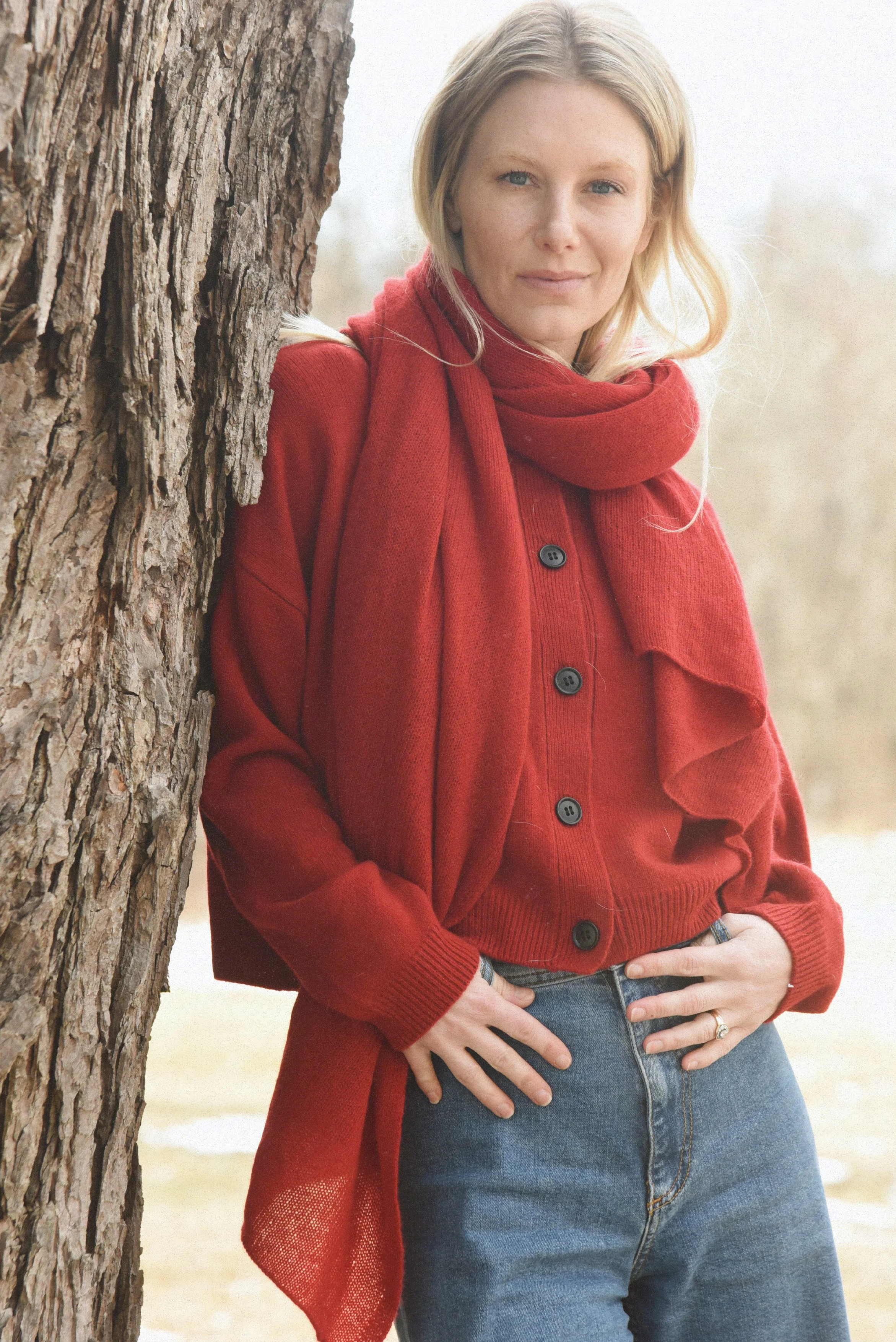 The Mathilda Cashmere Scarf // Pomegranate - Image 4